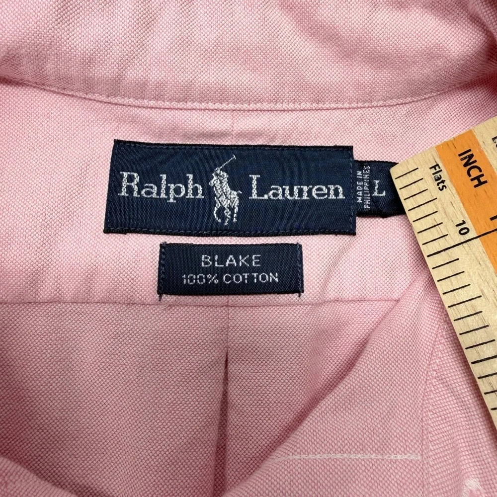 Polo Ralph Lauren Mens Blake Oxford Shirt Pink Long Sleeve Button Down Large